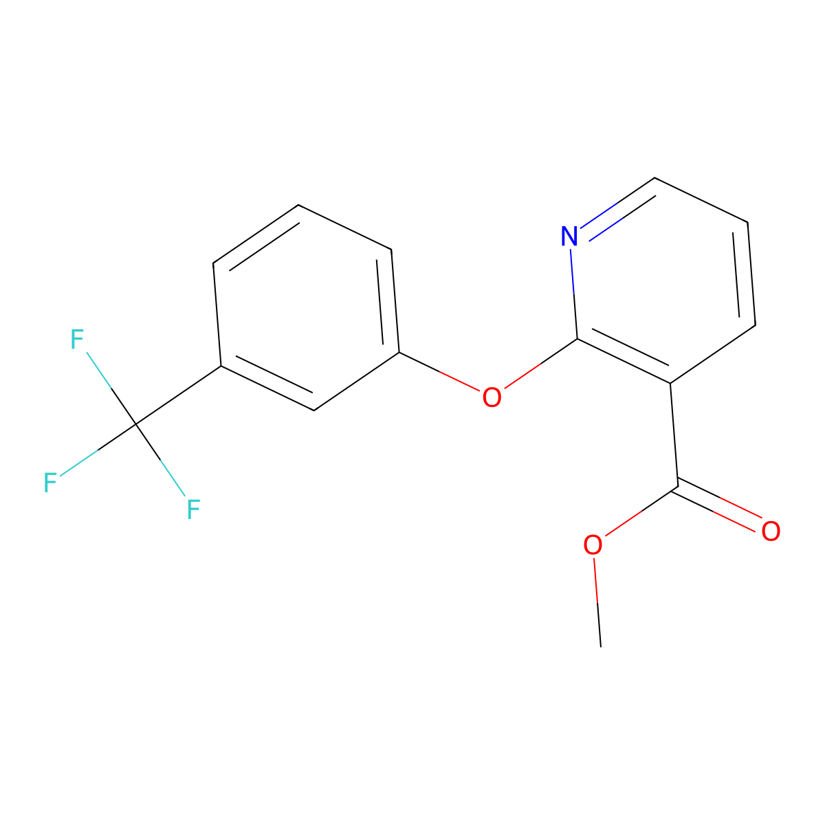 Methyl 2-(3-(trifluoromethyl)phenoxy)-3-pyridinecarboxylate molecular structure, CAS 36701-90-3