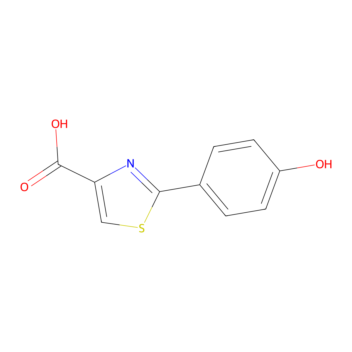 2-(4-Hydroxyphenyl)-1,3-thiazole-4-carboxylic acid molecular structure, CAS 36705-82-5