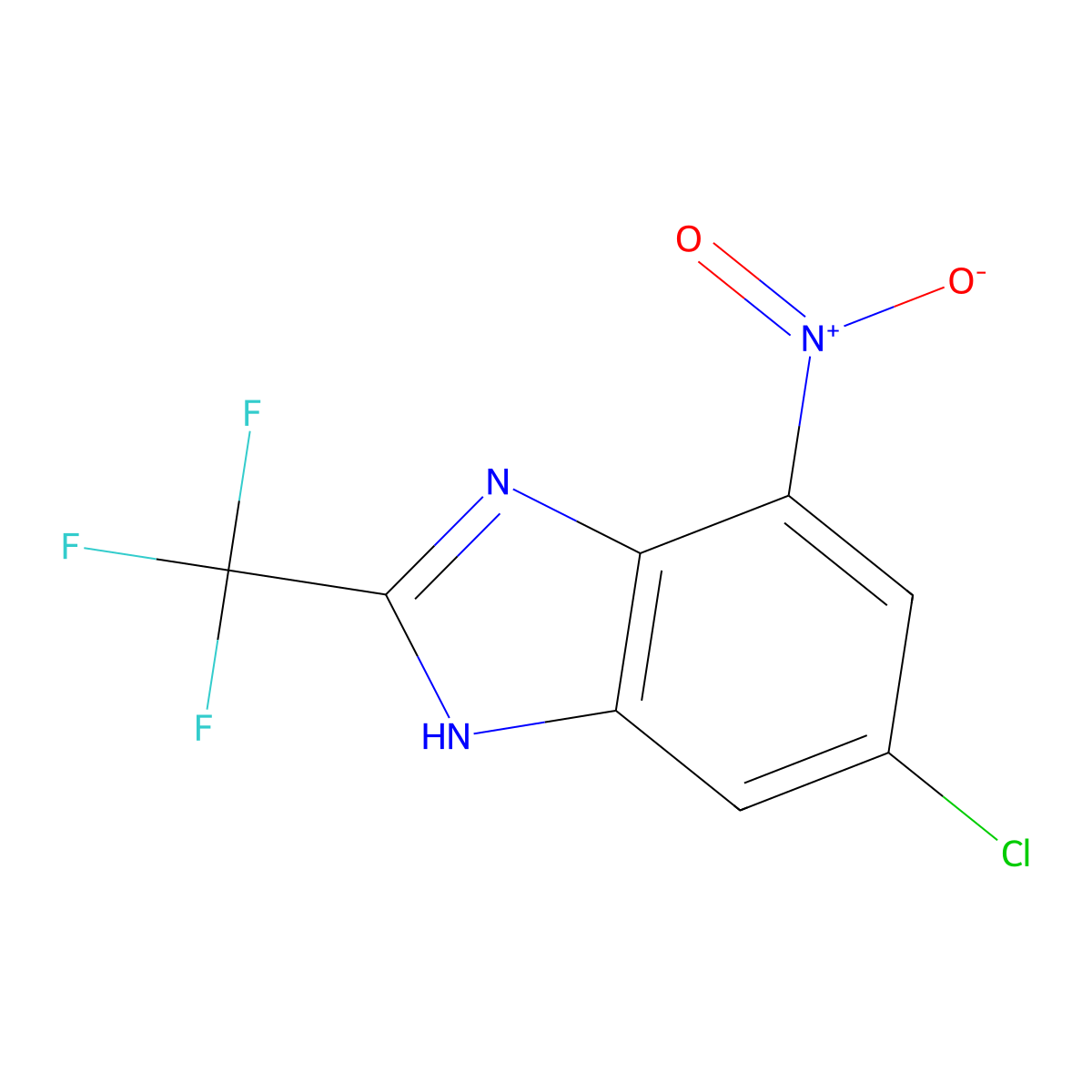 Benzimidazole, 6-chloro-4-nitro-2-(trifluoromethyl)- molecular structure, CAS 3671-18-9