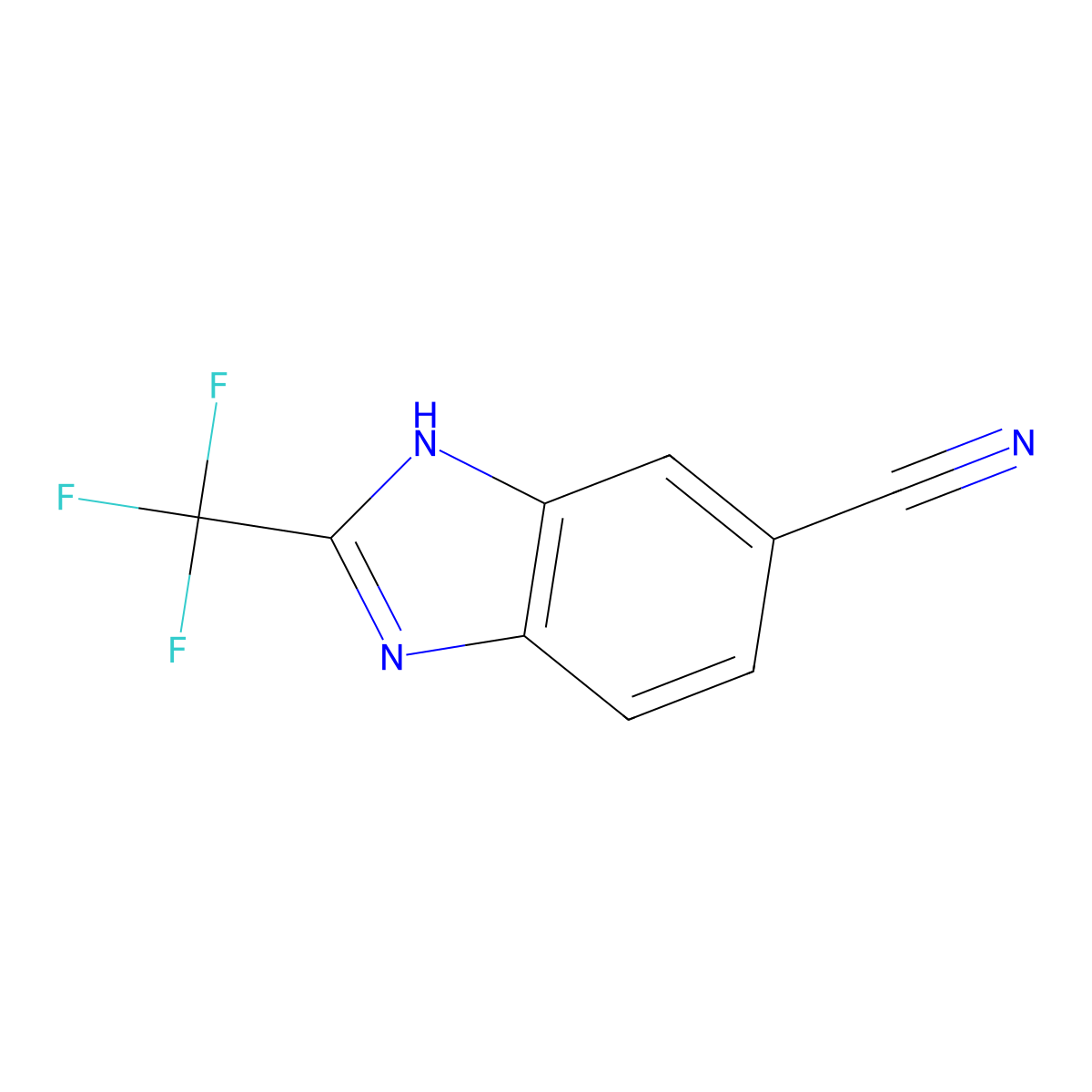 2-(Trifluoromethyl)-1H-benzimidazole-6-carbonitrile molecular structure, CAS 3671-61-2