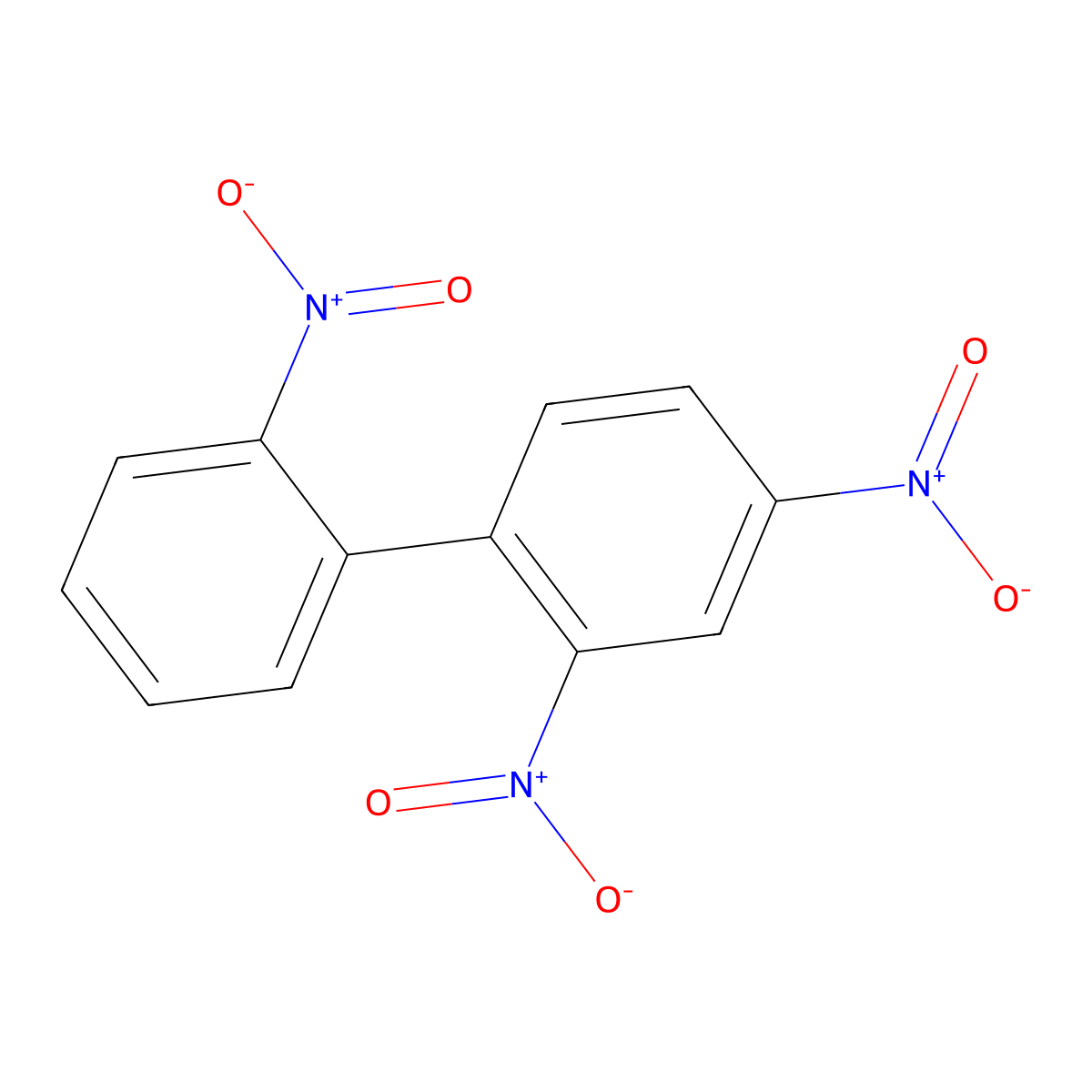 1,1'-Biphenyl, 2,2',4-trinitro- molecular structure, CAS 36712-35-3