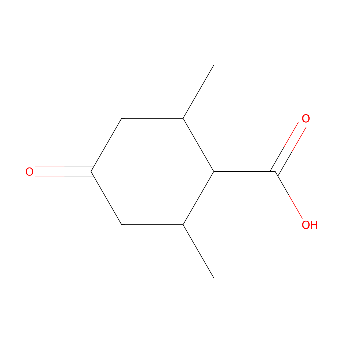 2,6-Dimethyl-4-oxocyclohexanecarboxylic acid molecular structure, CAS 36714-69-9