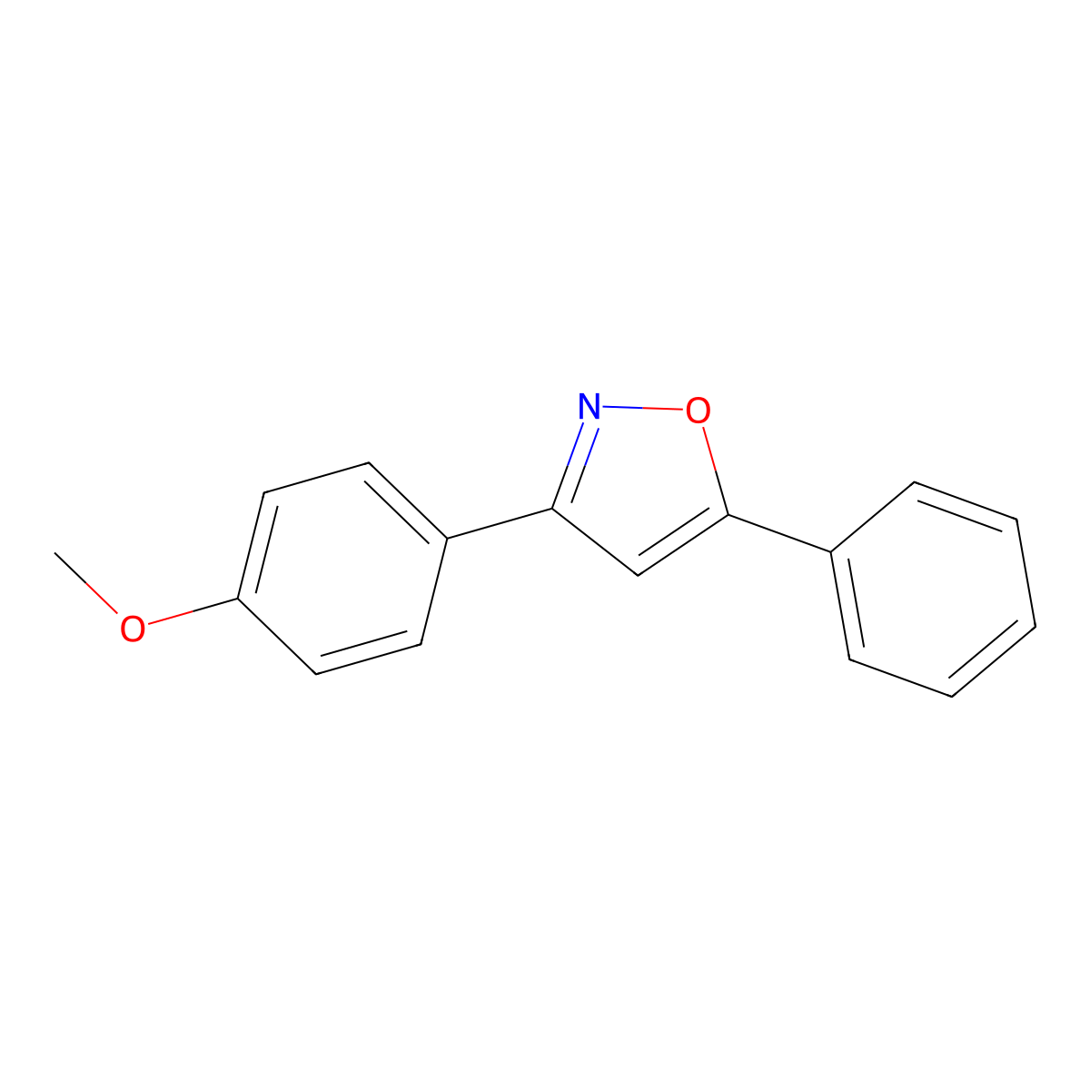 Isoxazole, 3-(4-methoxyphenyl)-5-phenyl- molecular structure, CAS 3672-52-4