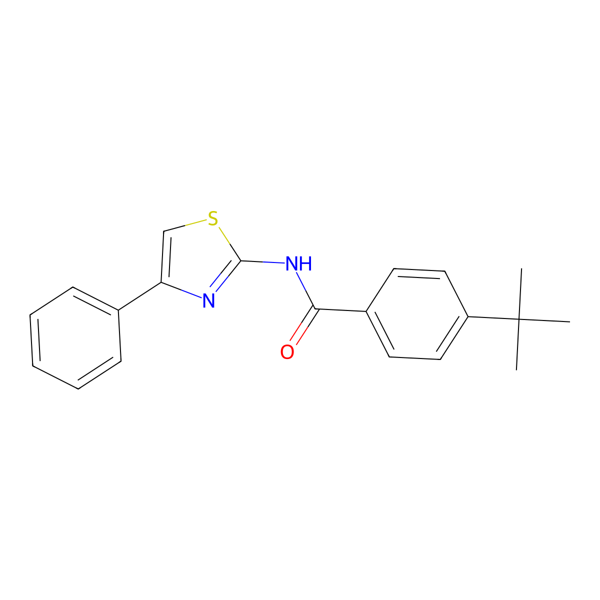 4-tert-butyl-N-(4-phenyl-1,3-thiazol-2-yl)benzamide molecular structure, CAS 367250-21-3