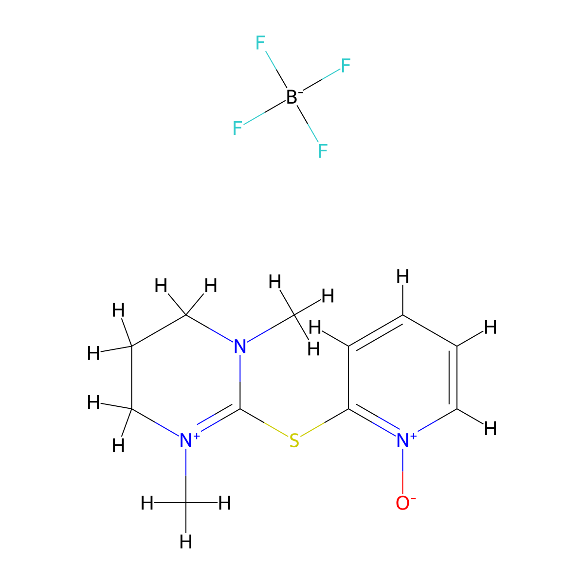 2-(1,3-Dimethyl-3,4,5,6-tetrahydropyrimidin-1-ium-2-ylthio)pyridine N-oxide tetrafluoroborate molecular structure, CAS 367252-09-3
