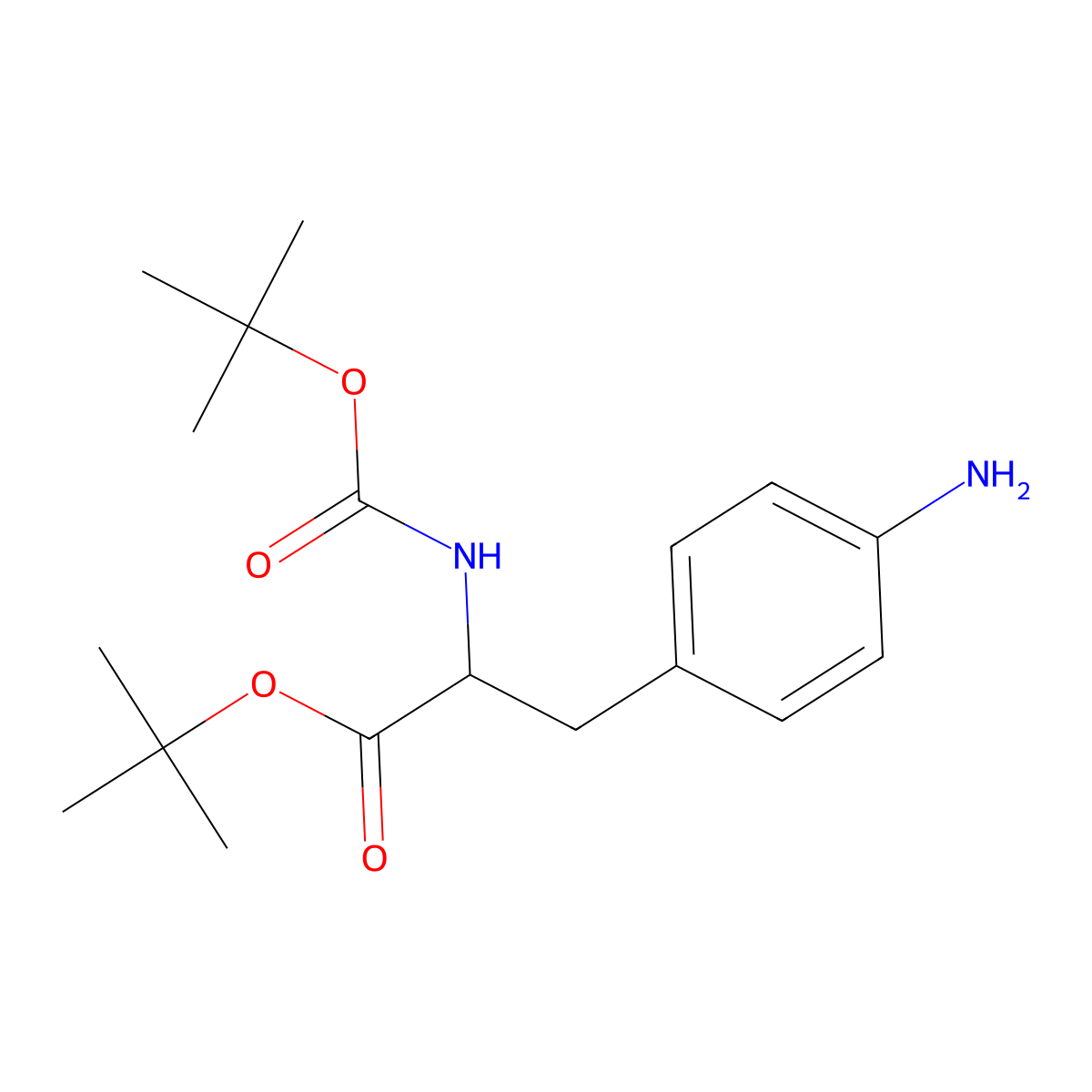 tert-butyl (2S)-3-(4-aminophenyl)-2-(((tert-butoxy)carbonyl)amino)propanoate molecular structure, CAS 367258-86-4