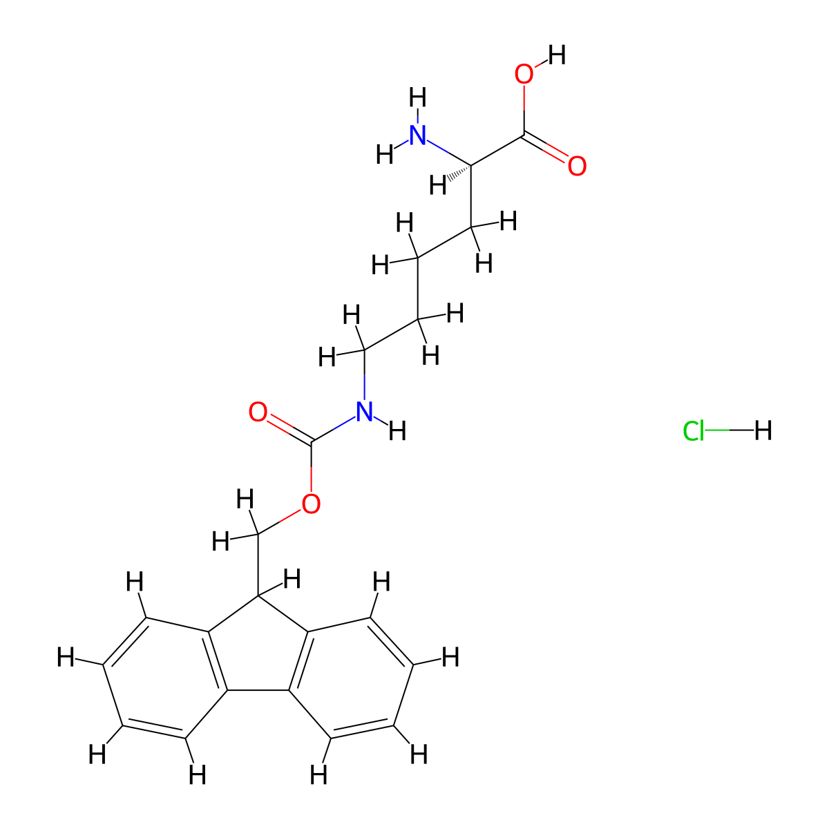 N6-[(9H-Fluoren-9-ylmethoxy)carbonyl]-D-lysineMonohydrochloride molecular structure, CAS 367272-52-4
