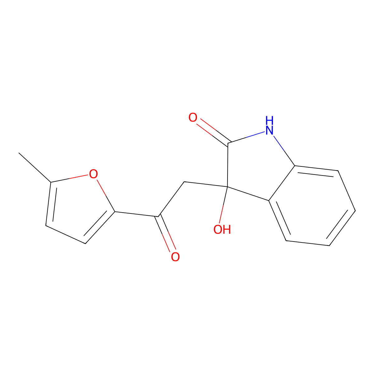 3-hydroxy-3-[2-(5-methylfuran-2-yl)-2-oxoethyl]-1H-indol-2-one molecular structure, CAS 367276-69-5