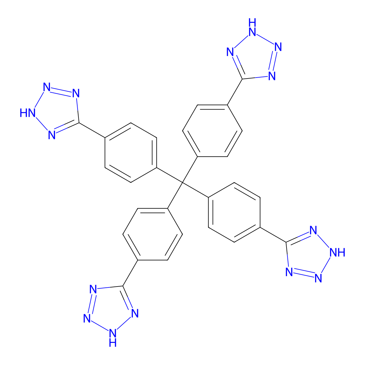 5,5',5'',5'''-(Methanetetrayltetra-4,1-phenylene)tetrakis[2H-tetrazole] molecular structure, CAS 367279-74-1