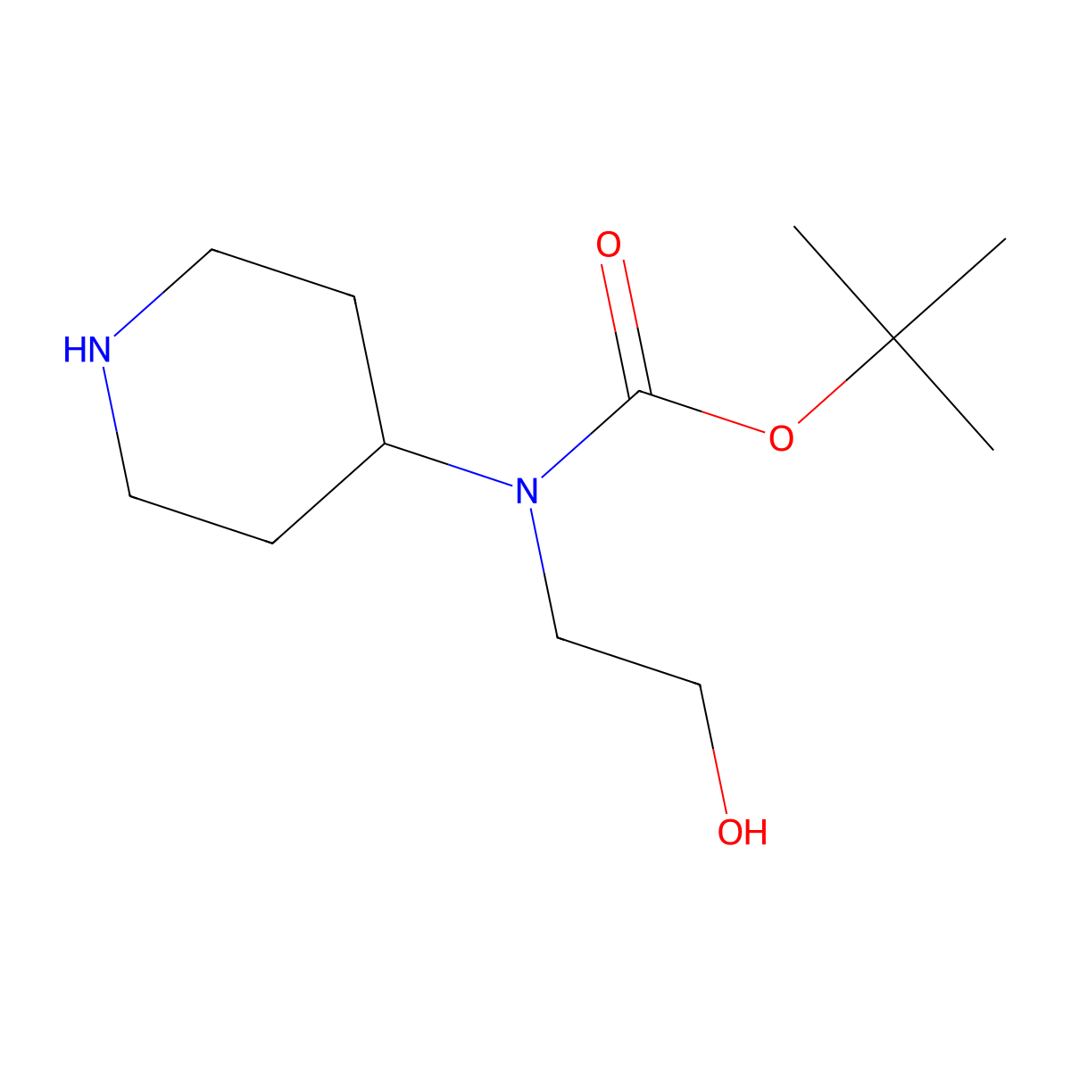 tert-butyl N-(2-hydroxyethyl)-N-(piperidin-4-yl)carbamate molecular structure, CAS 367282-50-6