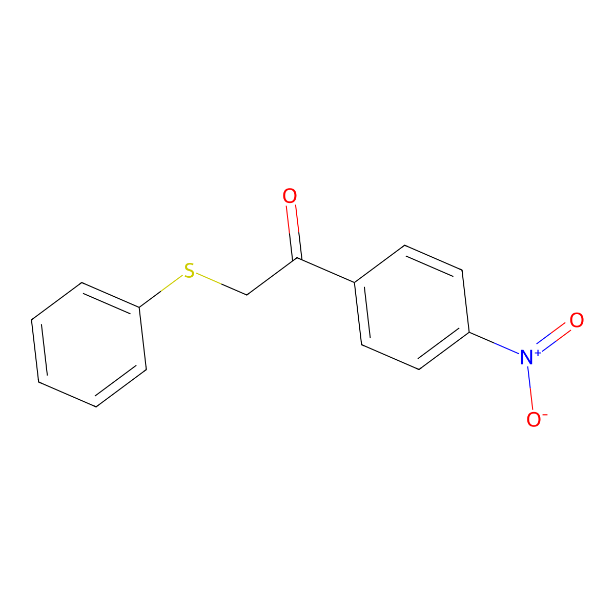 1-(4-Nitrophenyl)-2-phenylsulfanylethanone molecular structure, CAS 36734-52-8