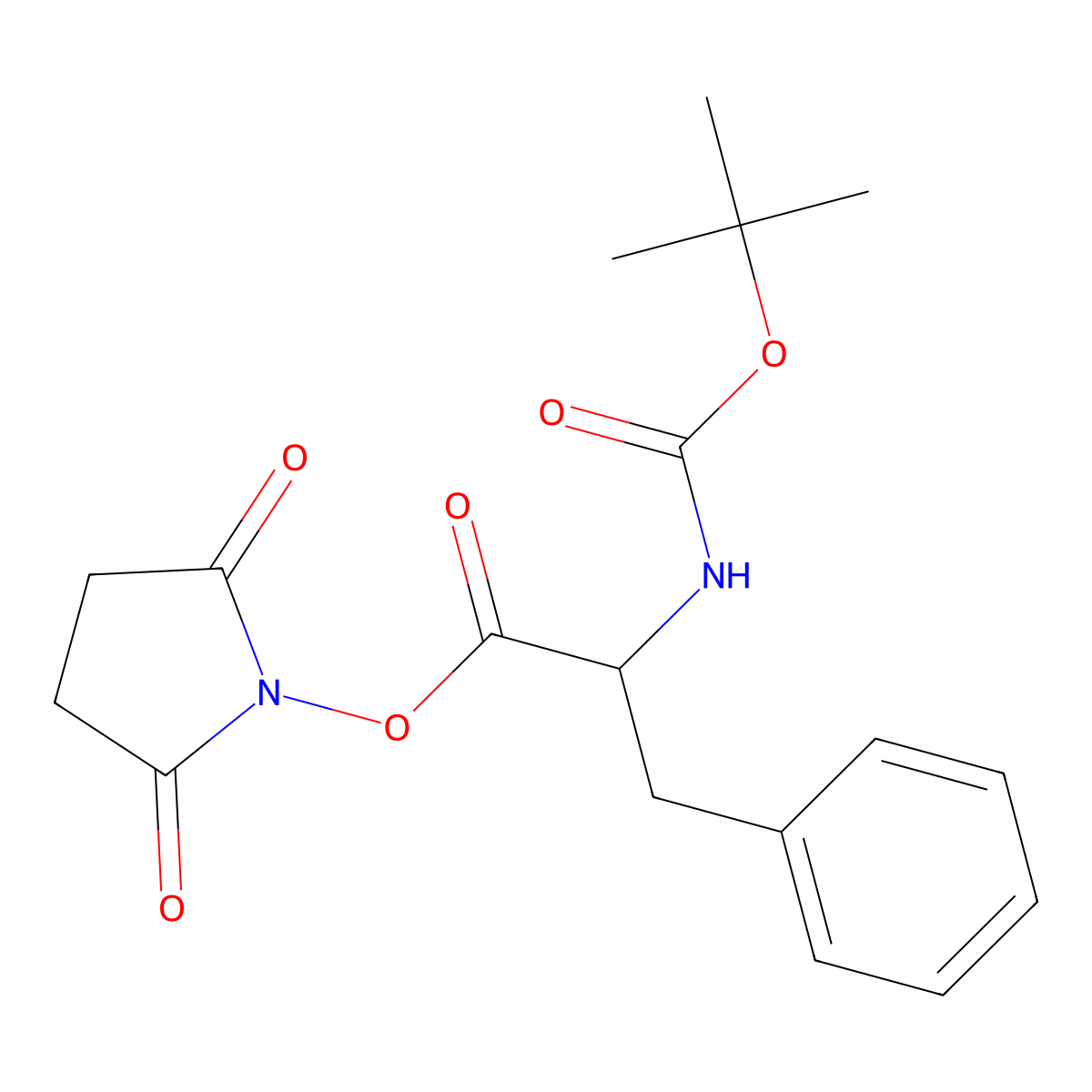 tert-butyl (S)-(1-benzyl-2-((2,5-dioxo-1-pyrrolidinyl)oxy)-2-oxoethyl)carbamate molecular structure, CAS 3674-06-4