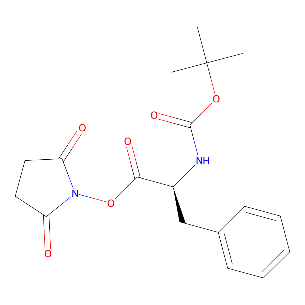 tert-butyl (S)-(1-benzyl-2-((2,5-dioxo-1-pyrrolidinyl)oxy)-2-oxoethyl)carbamate molecular structure, CAS 3674-06-4