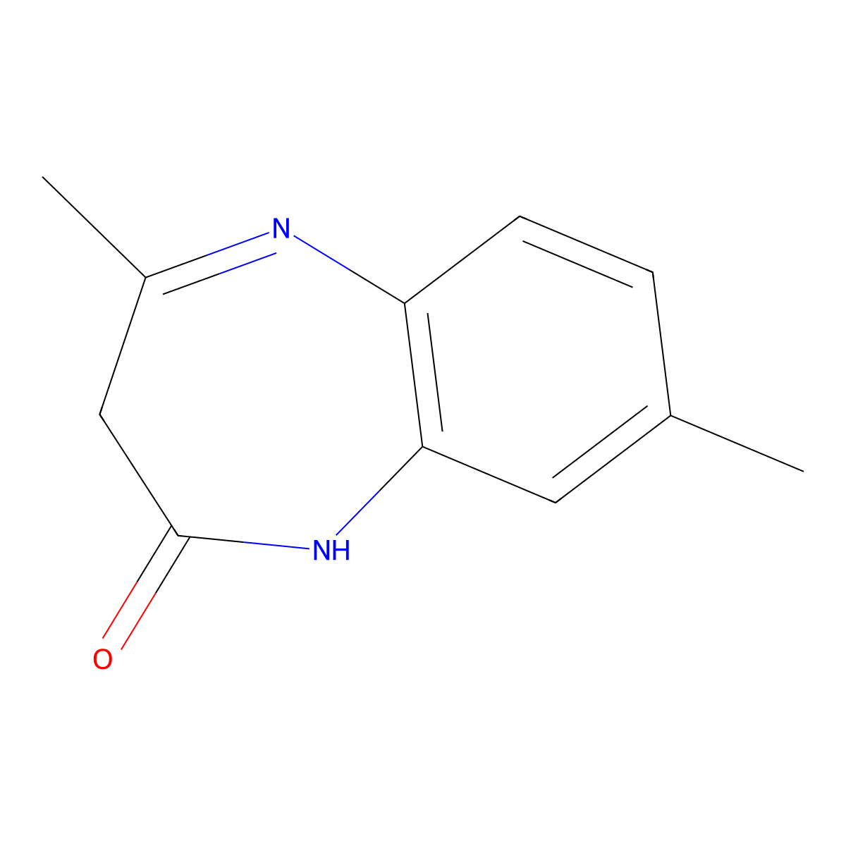 2,3-Dihydro-4,8-dimethyl-1H-1,5-benzodiazepin-2-one molecular structure, CAS 36743-69-8