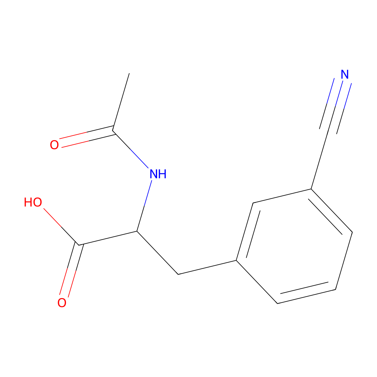 (2R)-2-acetamido-3-(3-cyanophenyl)propanoic acid molecular structure, CAS 367453-00-7