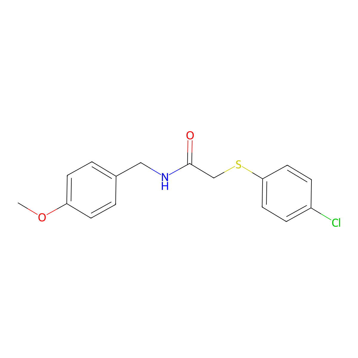 2-[(4-chlorophenyl)sulfanyl]-N-(4-methoxybenzyl)acetamide molecular structure, CAS 367481-60-5