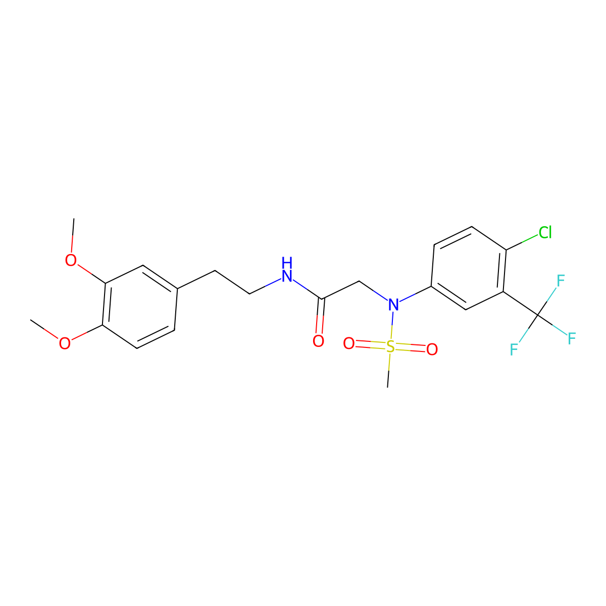 2-[4-chloro-N-methylsulfonyl-3-(trifluoromethyl)anilino]-N-[2-(3,4-dimethoxyphenyl)ethyl]acetamide molecular structure, CAS 367483-54-3