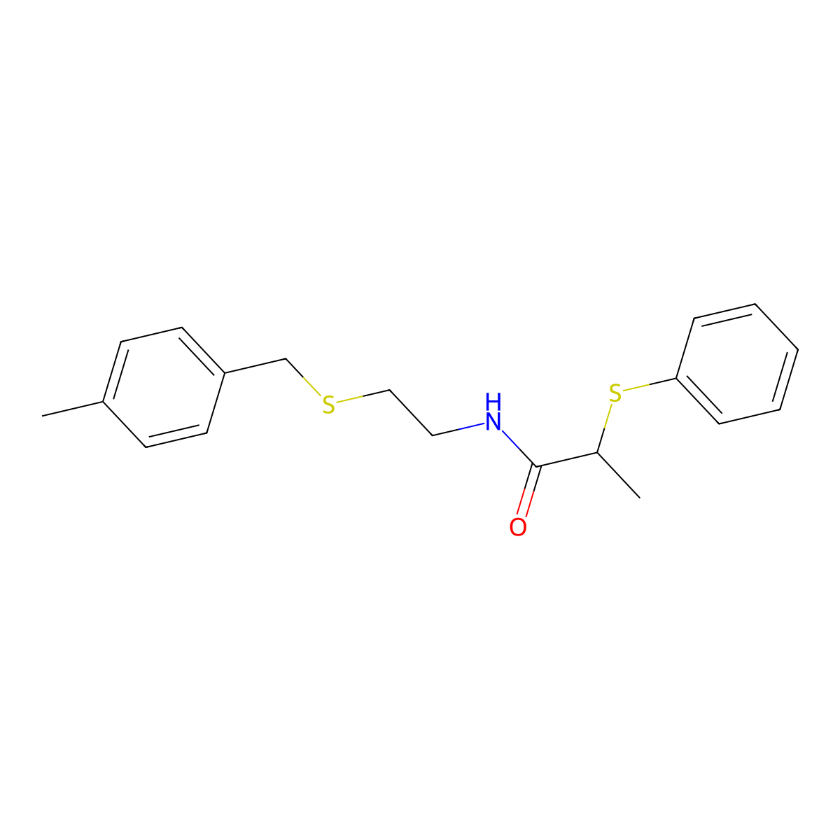 N-[2-[(4-methylphenyl)methylsulfanyl]ethyl]-2-phenylsulfanylpropanamide molecular structure, CAS 367485-68-5