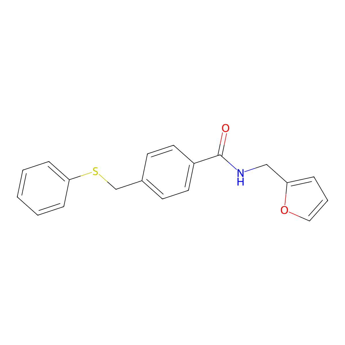 N-(furan-2-ylmethyl)-4-(phenylsulfanylmethyl)benzamide molecular structure, CAS 367486-28-0