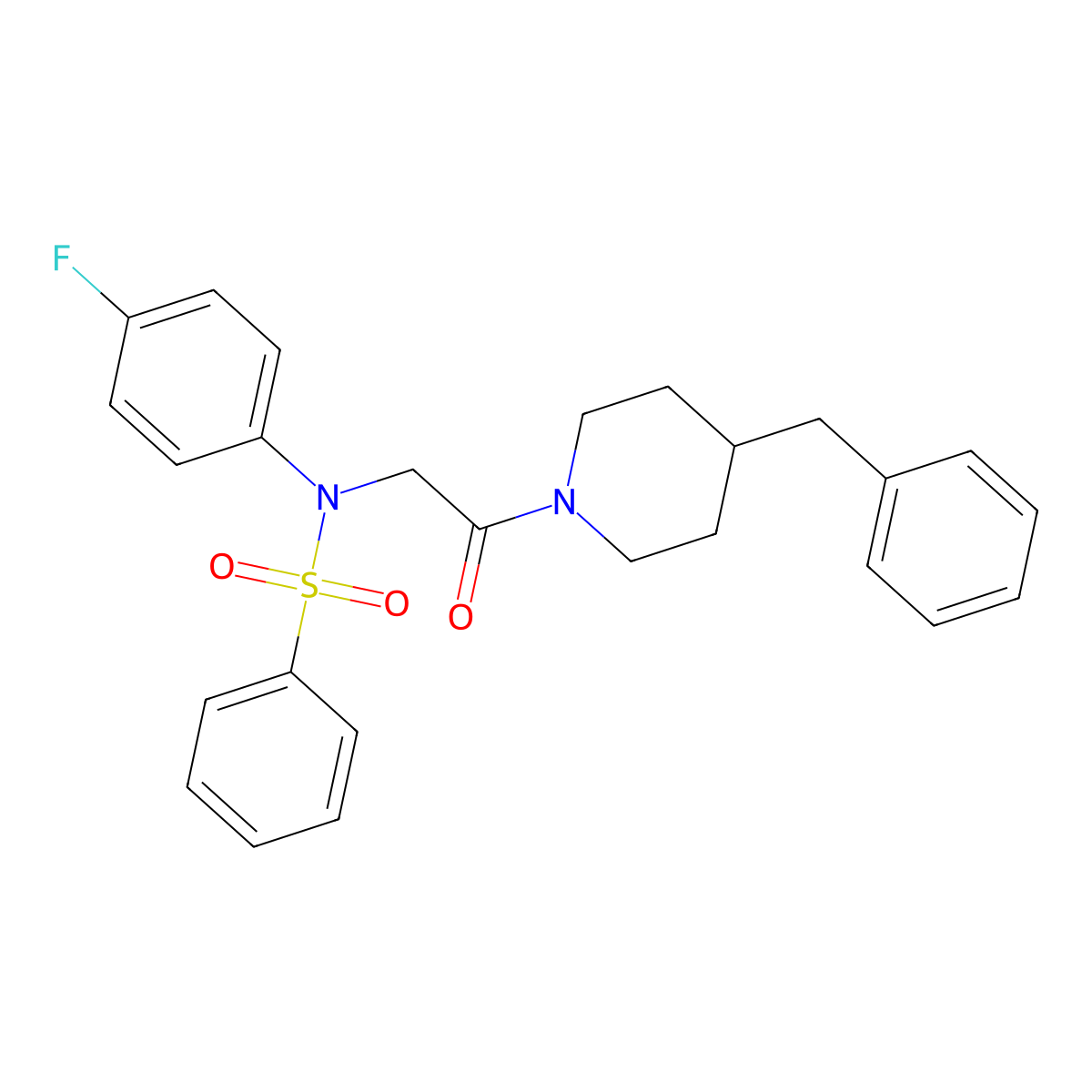 N-[2-(4-benzylpiperidin-1-yl)-2-oxoethyl]-N-(4-fluorophenyl)benzenesulfonamide molecular structure, CAS 367486-66-6