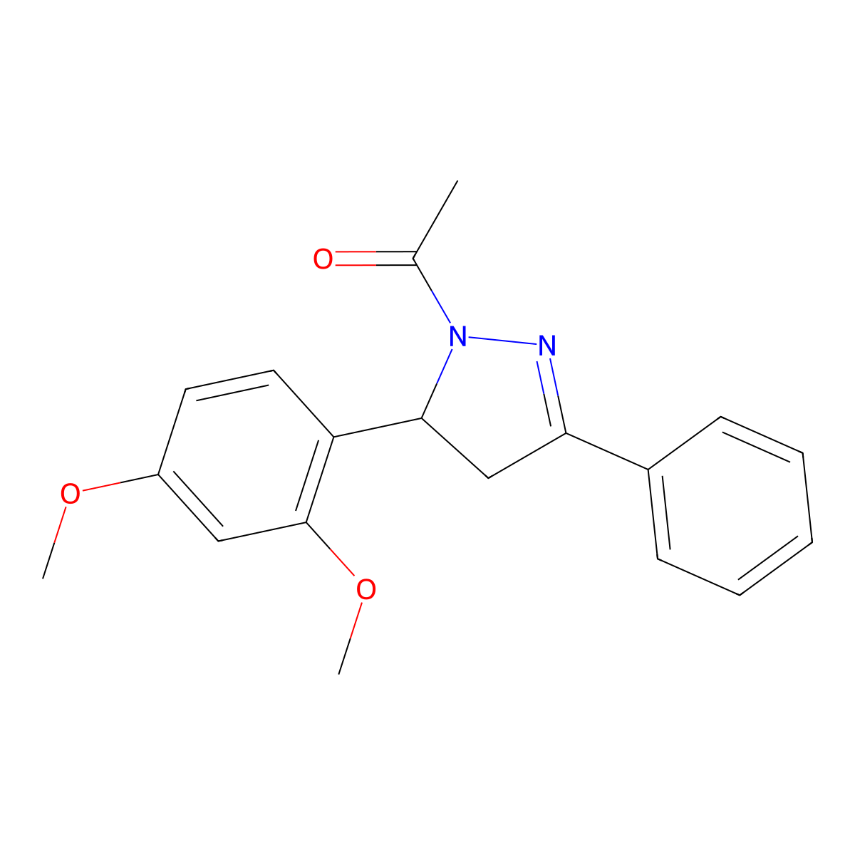 1-[5-(2,4-dimethoxyphenyl)-3-phenyl-4,5-dihydro-1H-pyrazol-1-yl]ethan-1-one molecular structure, CAS 367488-21-9