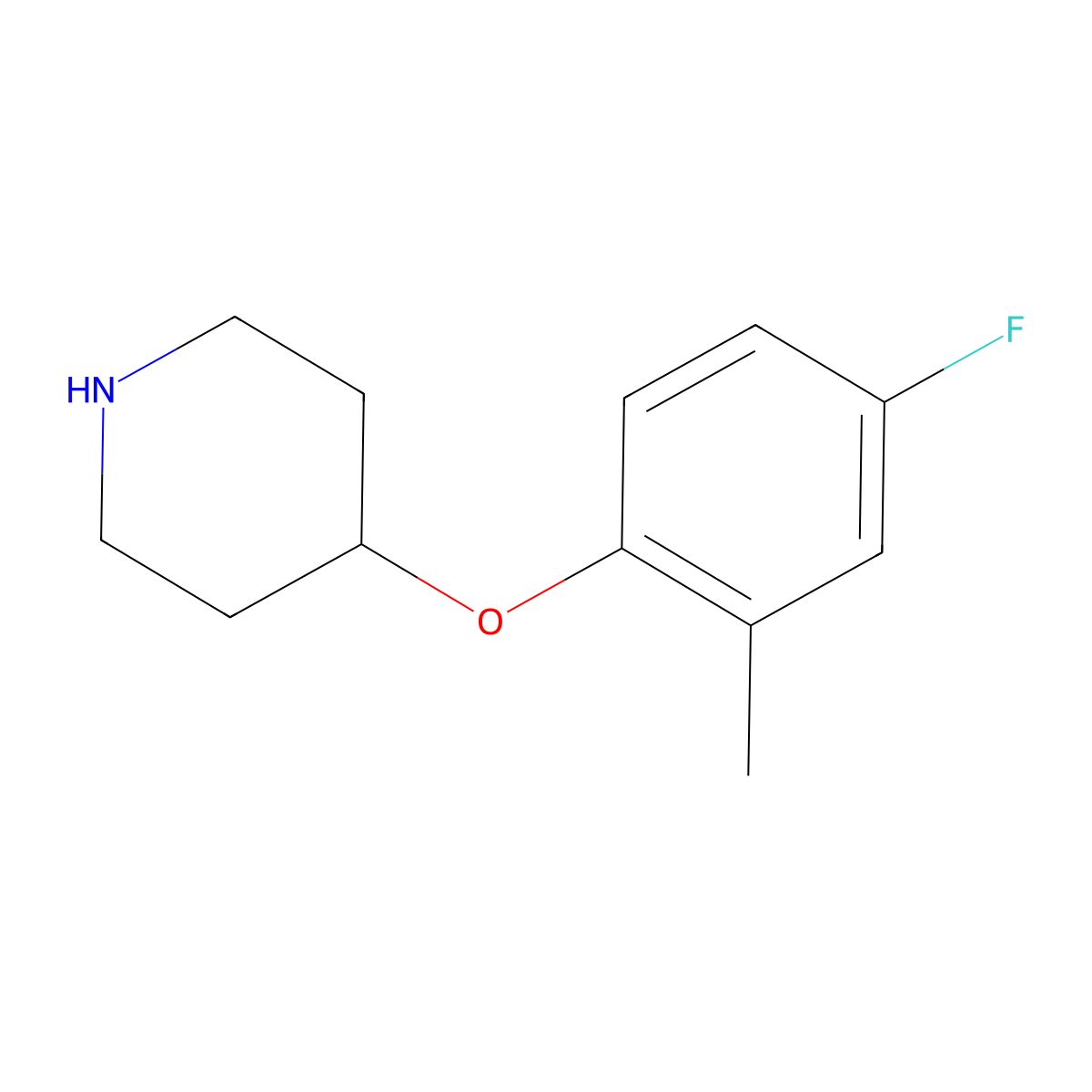 4-(4-Fluoro-2-methylphenoxy)piperidine molecular structure, CAS 367501-10-8