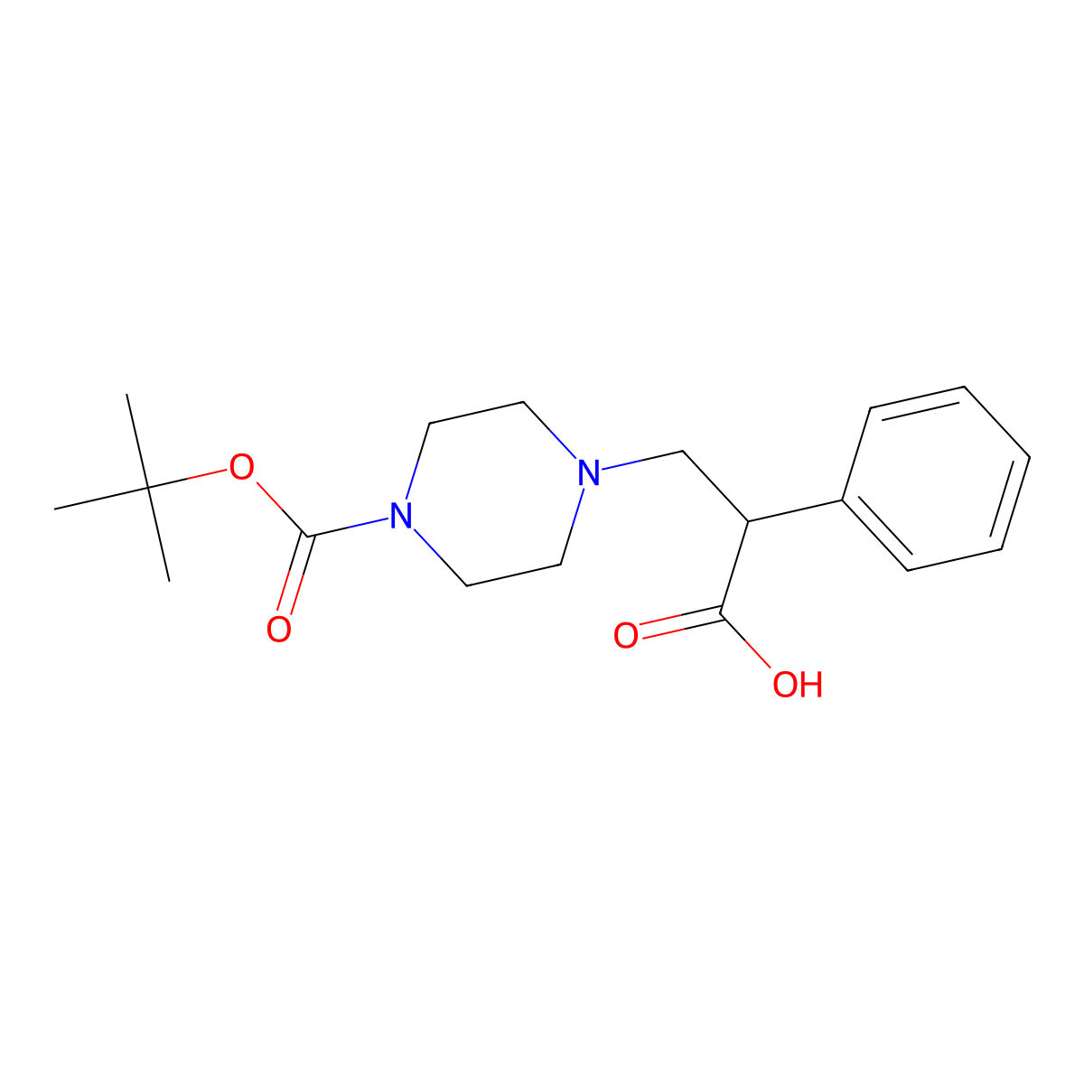 3-[4-(Tert-butoxycarbonyl)piperazino]-2-phenylpropanoic acid molecular structure, CAS 367501-40-4