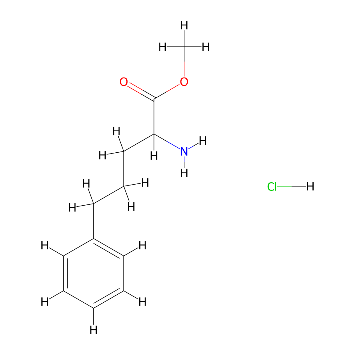 Methyl 2-amino-5-phenylpentanoate HCl molecular structure, CAS 367517-25-7