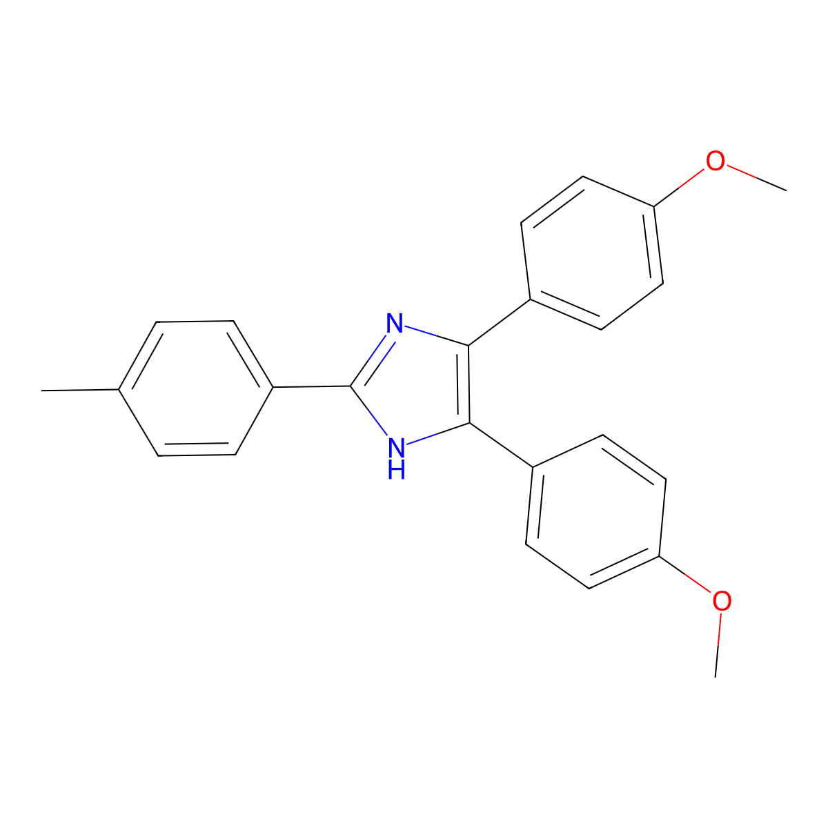 4,5-bis(4-methoxyphenyl)-2-(4-methylphenyl)-1H-imidazole molecular structure, CAS 36755-88-1