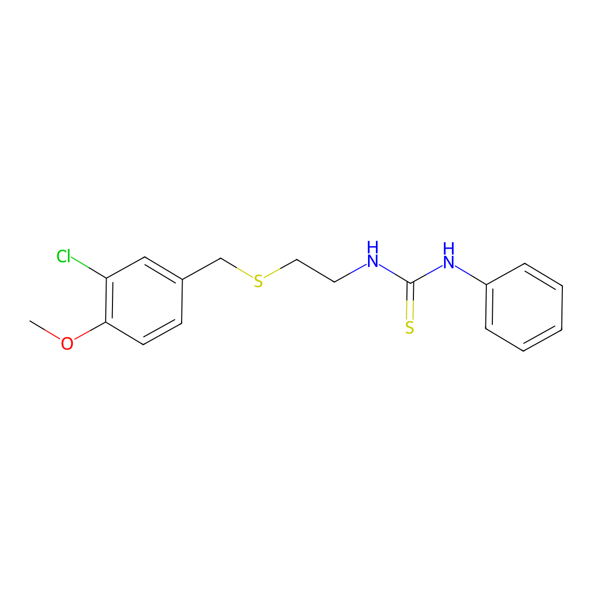 1-[2-[(3-Chloro-4-methoxyphenyl)methylthio]ethyl]-3-phenylthiourea molecular structure, CAS 36757-71-8