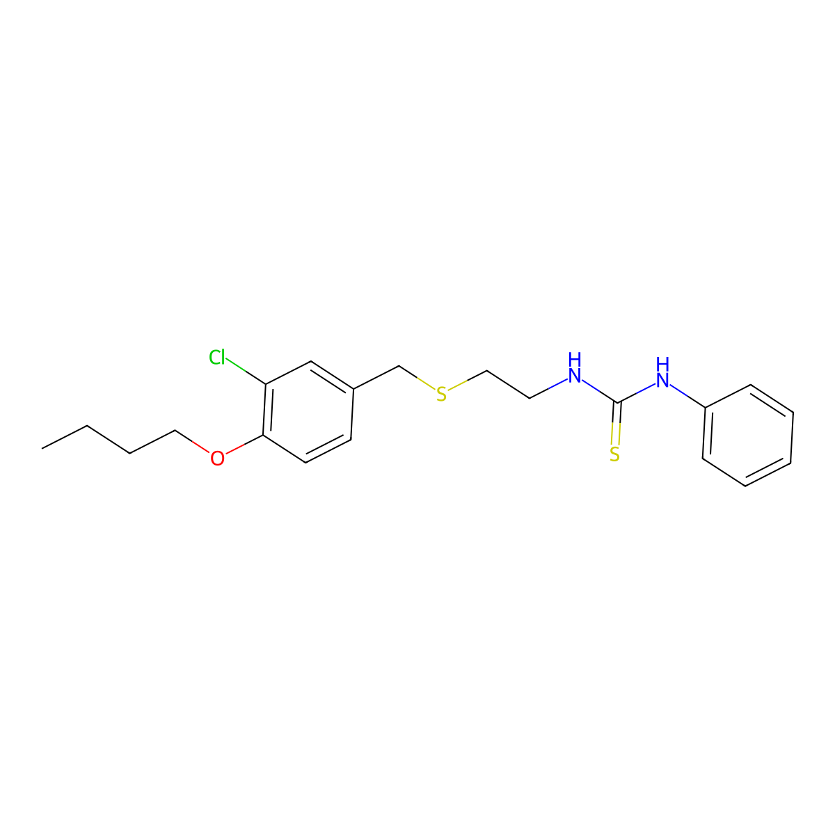 1-[2-[(4-Butoxy-3-chlorophenyl)methylsulfanyl]ethyl]-3-phenylthiourea molecular structure, CAS 36757-74-1