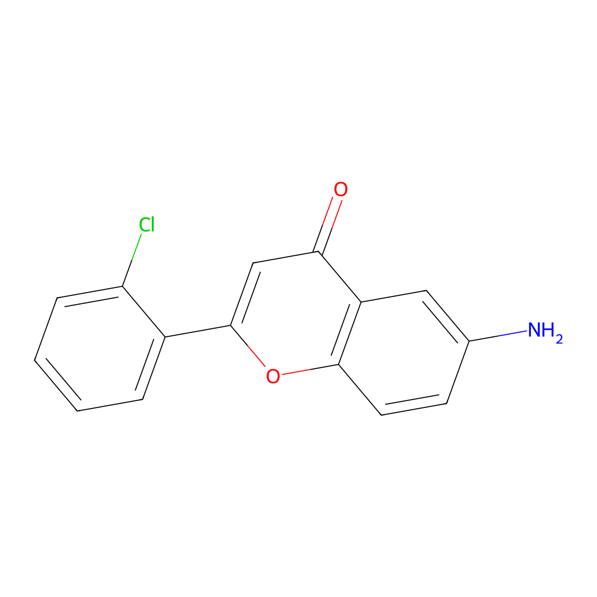 6-Amino-2-(2-chlorophenyl)chromen-4-one molecular structure, CAS 36768-30-6