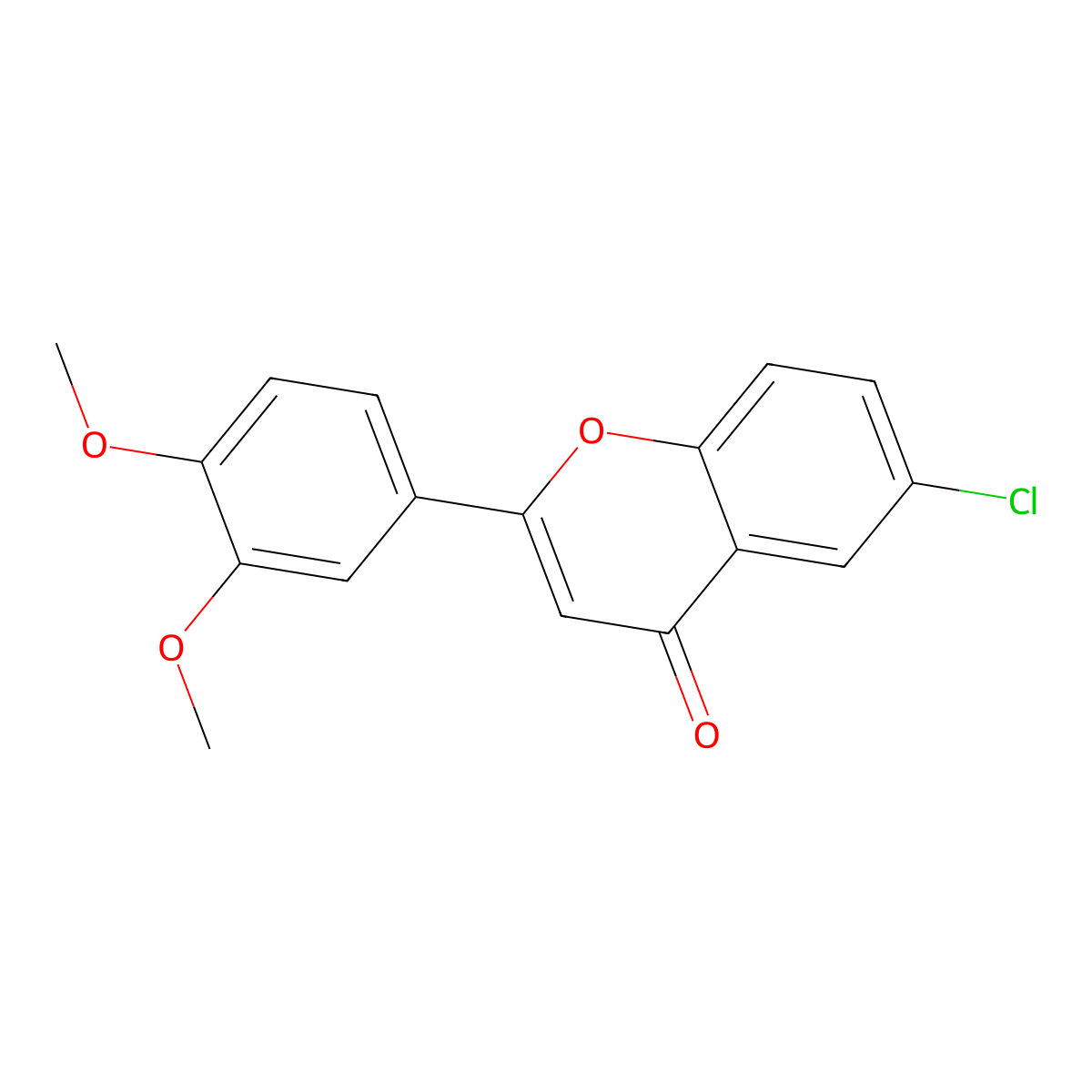 6-chloro-2-(3,4-dimethoxyphenyl)-4H-chromen-4-one molecular structure, CAS 36768-52-2