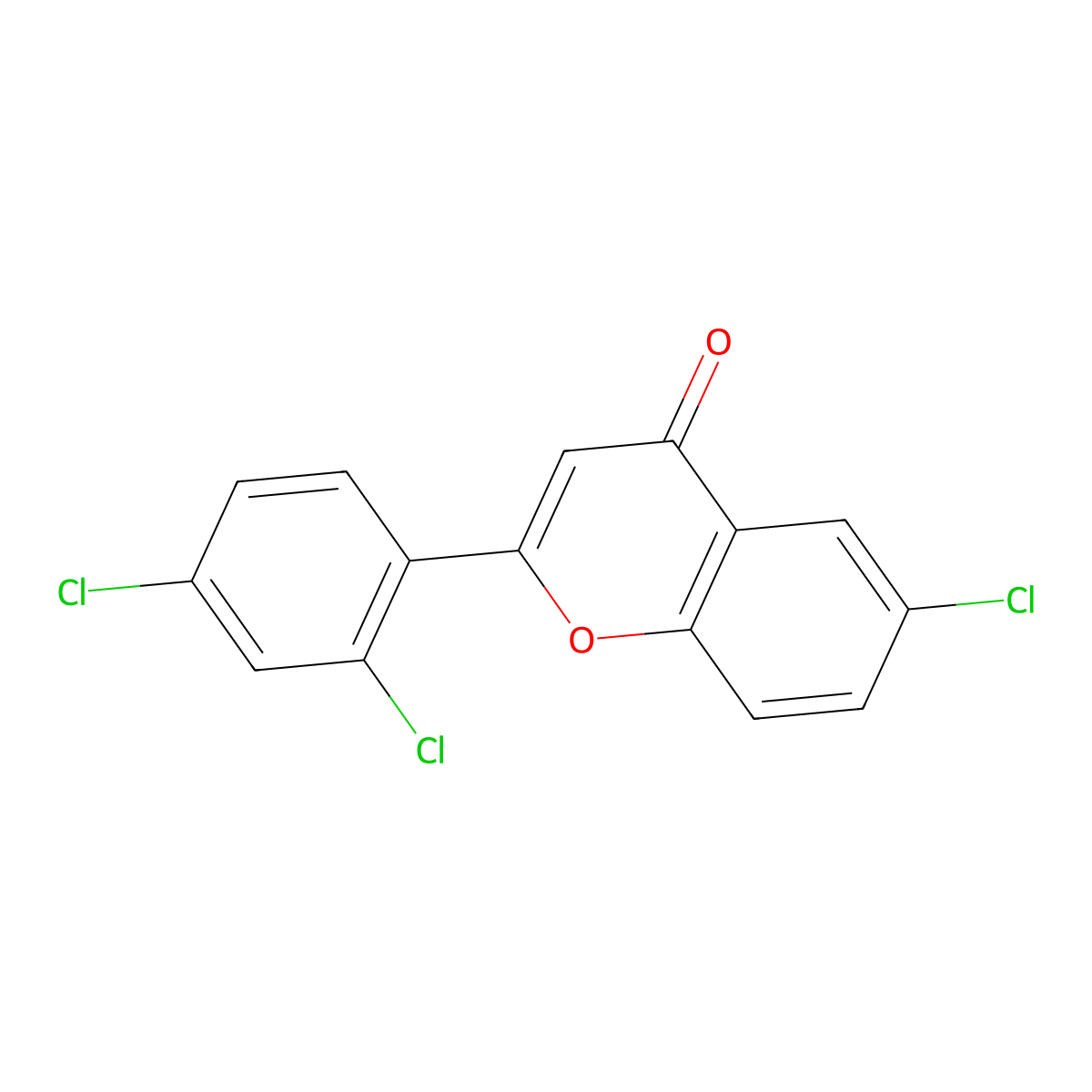6-Chloro-2-(2,4-dichlorophenyl)-4H-1-benzopyran-4-one molecular structure, CAS 36768-57-7