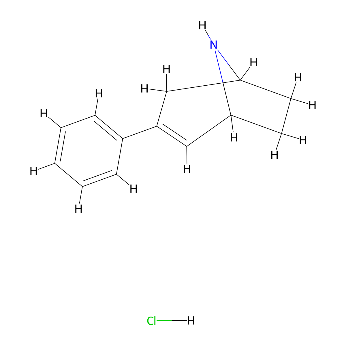 3-Phenyl-8-azabicyclo[3.2.1]oct-2-ene hydrochloride molecular structure, CAS 36769-06-9