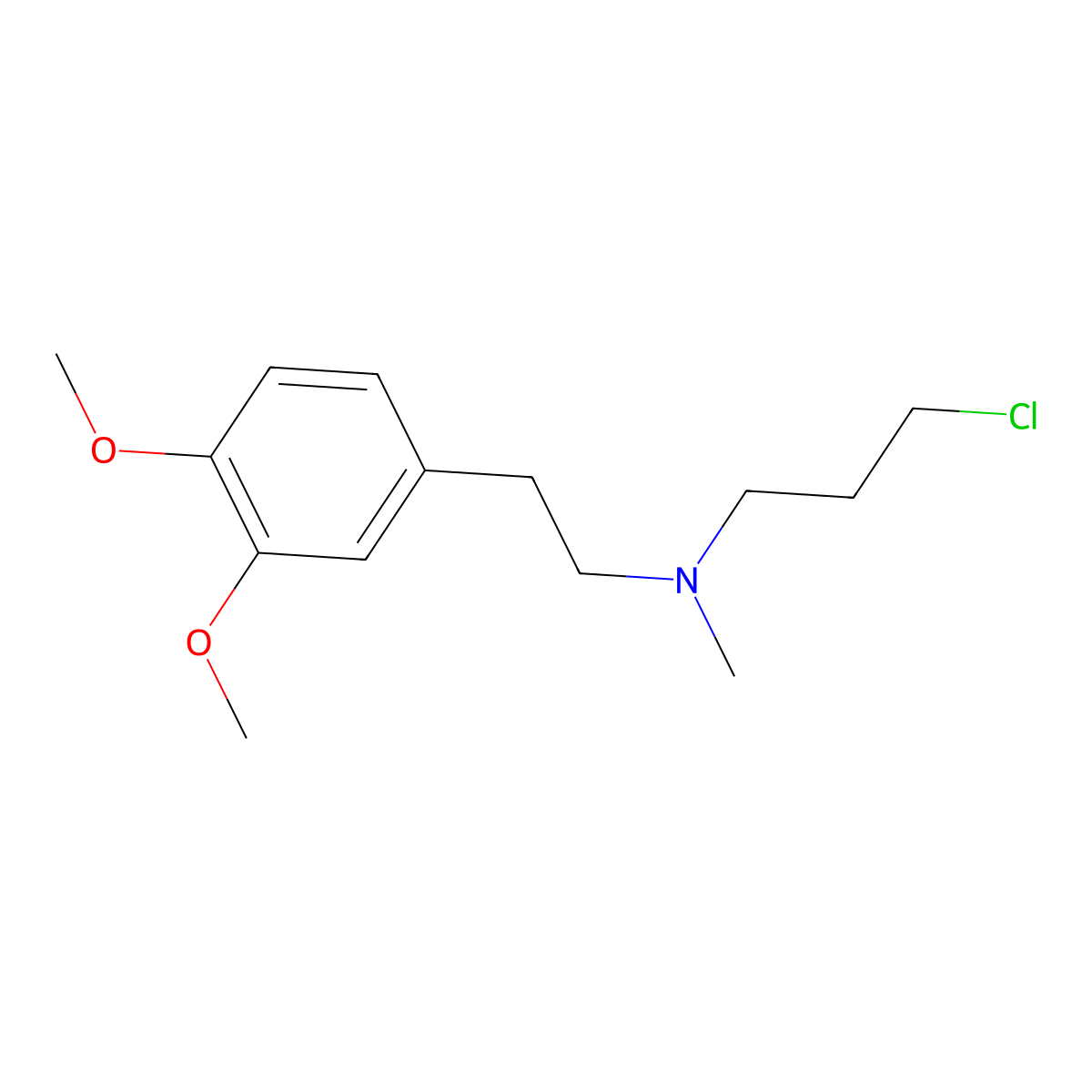 N-(3-Chloropropyl)-3,4-dimethoxy-N-methylphenethylamine molecular structure, CAS 36770-74-8