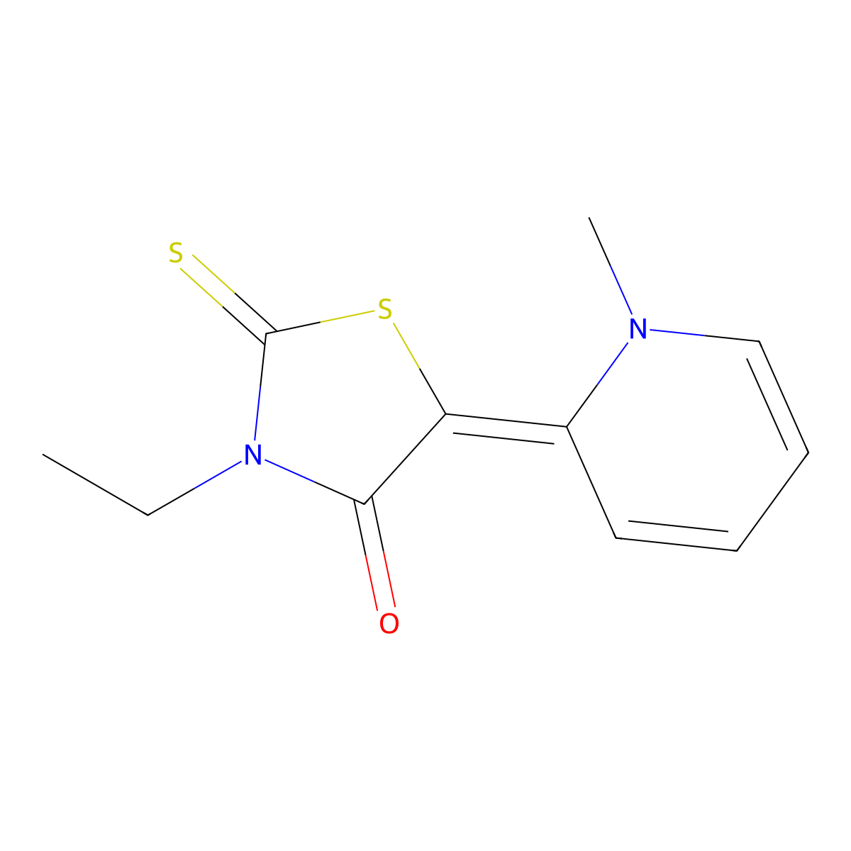 3-Ethyl-5-(1-methyl-(1H)-pyridin-2-ylidene)rhodanine molecular structure, CAS 36772-64-2