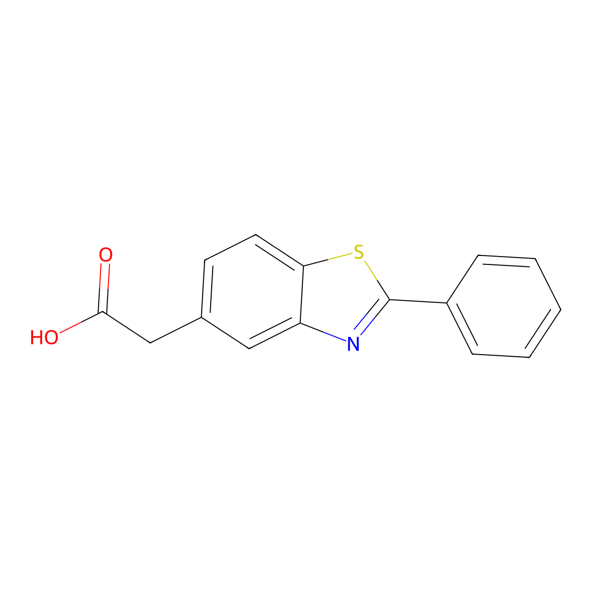 2-Phenyl-5-benzothiazoleacetic acid molecular structure, CAS 36774-74-0