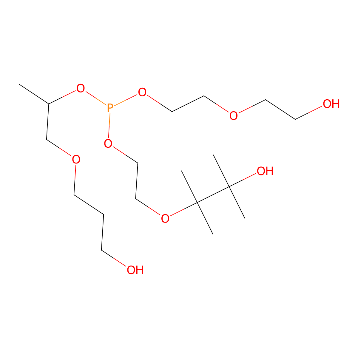 3,6,8,11-Tetraoxa-7-phosphatridecane-1,13-diol, 7-[2-(2-hydroxymethylethoxy)methylethoxy]tetramethyl- molecular structure, CAS 36788-39-3