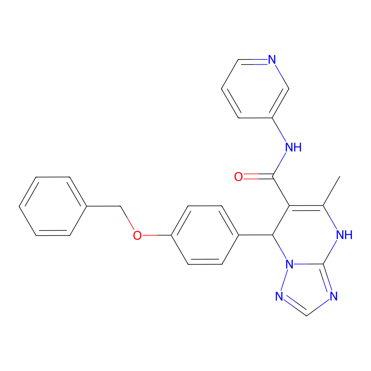 7-(4-(benzyloxy)phenyl)-5-methyl-N-(pyridin-3-yl)-4,7-dihydro-[1,2,4]triazolo[1,5-a]pyrimidine-6-carboxamide molecular structure, CAS 367907-01-5