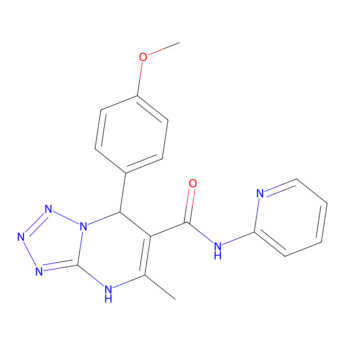 7-(4-methoxyphenyl)-5-methyl-N-(pyridin-2-yl)-4,7-dihydrotetrazolo[1,5-a]pyrimidine-6-carboxamide molecular structure, CAS 367907-05-9