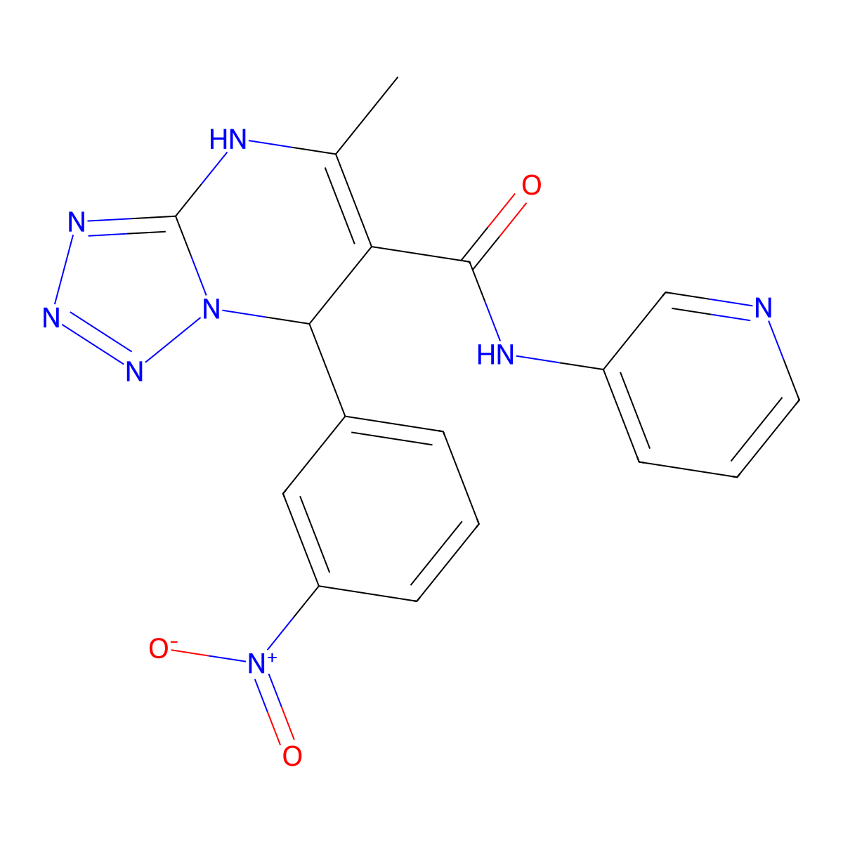 5-methyl-7-(3-nitrophenyl)-N-(pyridin-3-yl)-4,7-dihydrotetrazolo[1,5-a]pyrimidine-6-carboxamide molecular structure, CAS 367907-12-8