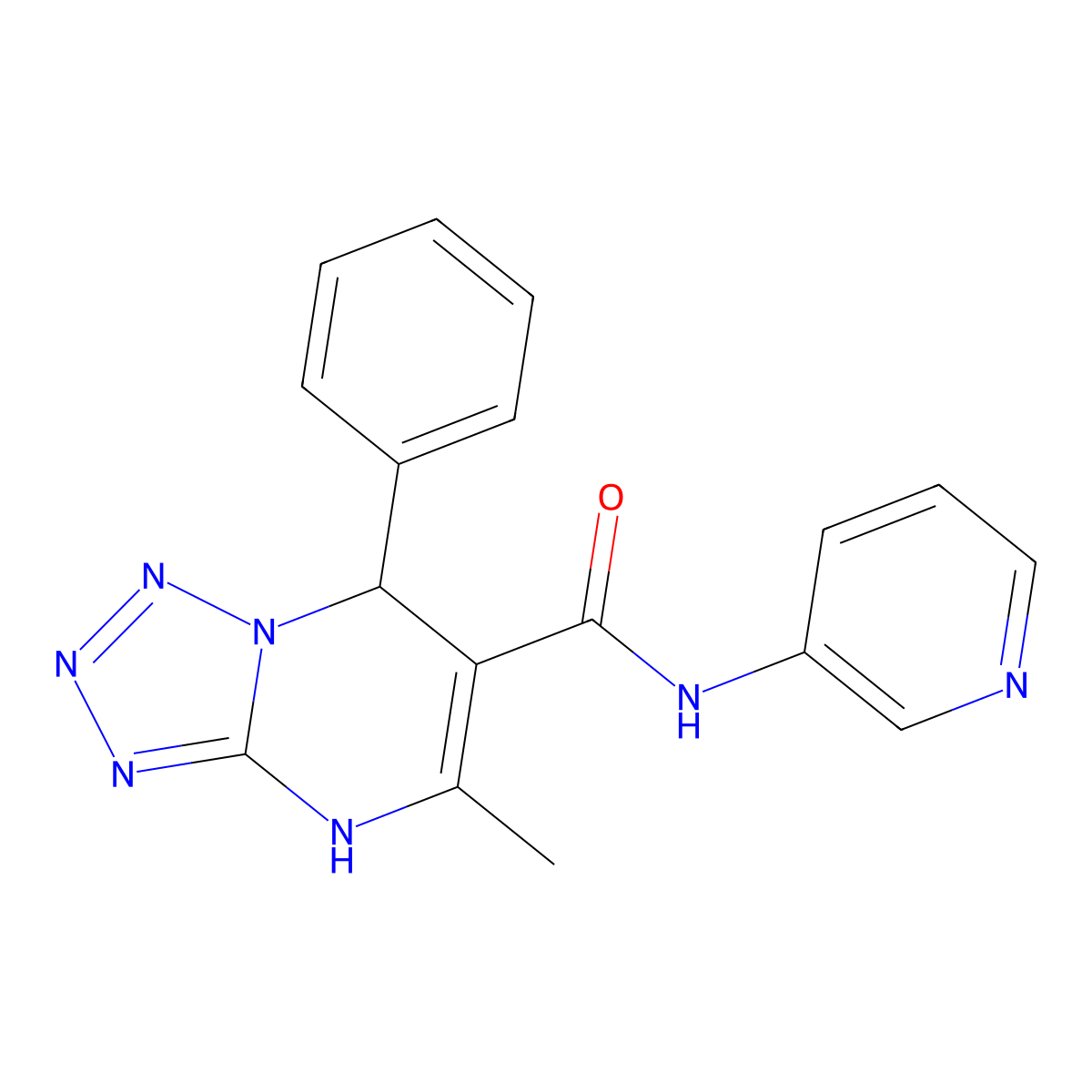 5-methyl-7-phenyl-N-(pyridin-3-yl)-4,7-dihydrotetrazolo[1,5-a]pyrimidine-6-carboxamide molecular structure, CAS 367907-13-9