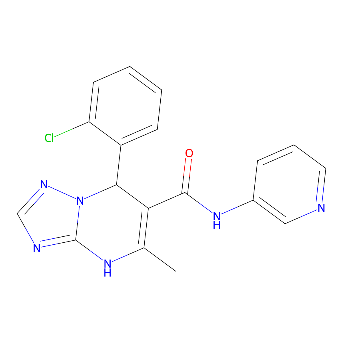 7-(2-chlorophenyl)-5-methyl-N-(pyridin-3-yl)-4,7-dihydro-[1,2,4]triazolo[1,5-a]pyrimidine-6-carboxamide molecular structure, CAS 367907-25-3