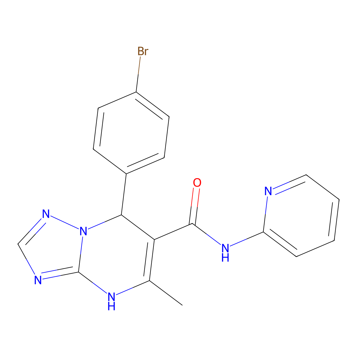7-(4-bromophenyl)-5-methyl-N-pyridin-2-yl-4,7-dihydro[1,2,4]triazolo[1,5-a]pyrimidine-6-carboxamide molecular structure, CAS 367907-26-4