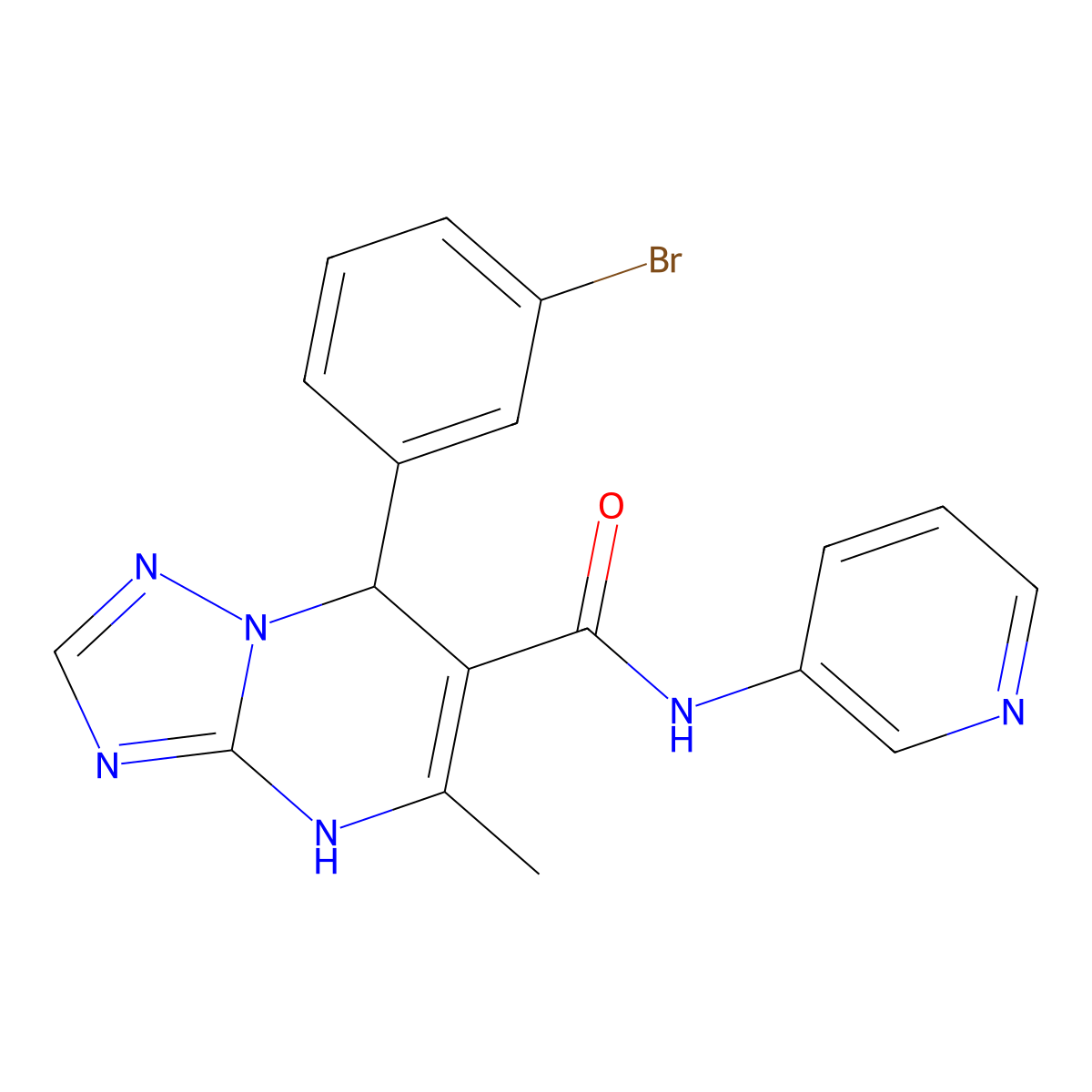 7-(3-bromophenyl)-5-methyl-N-(pyridin-3-yl)-4,7-dihydro-[1,2,4]triazolo[1,5-a]pyrimidine-6-carboxamide molecular structure, CAS 367907-28-6