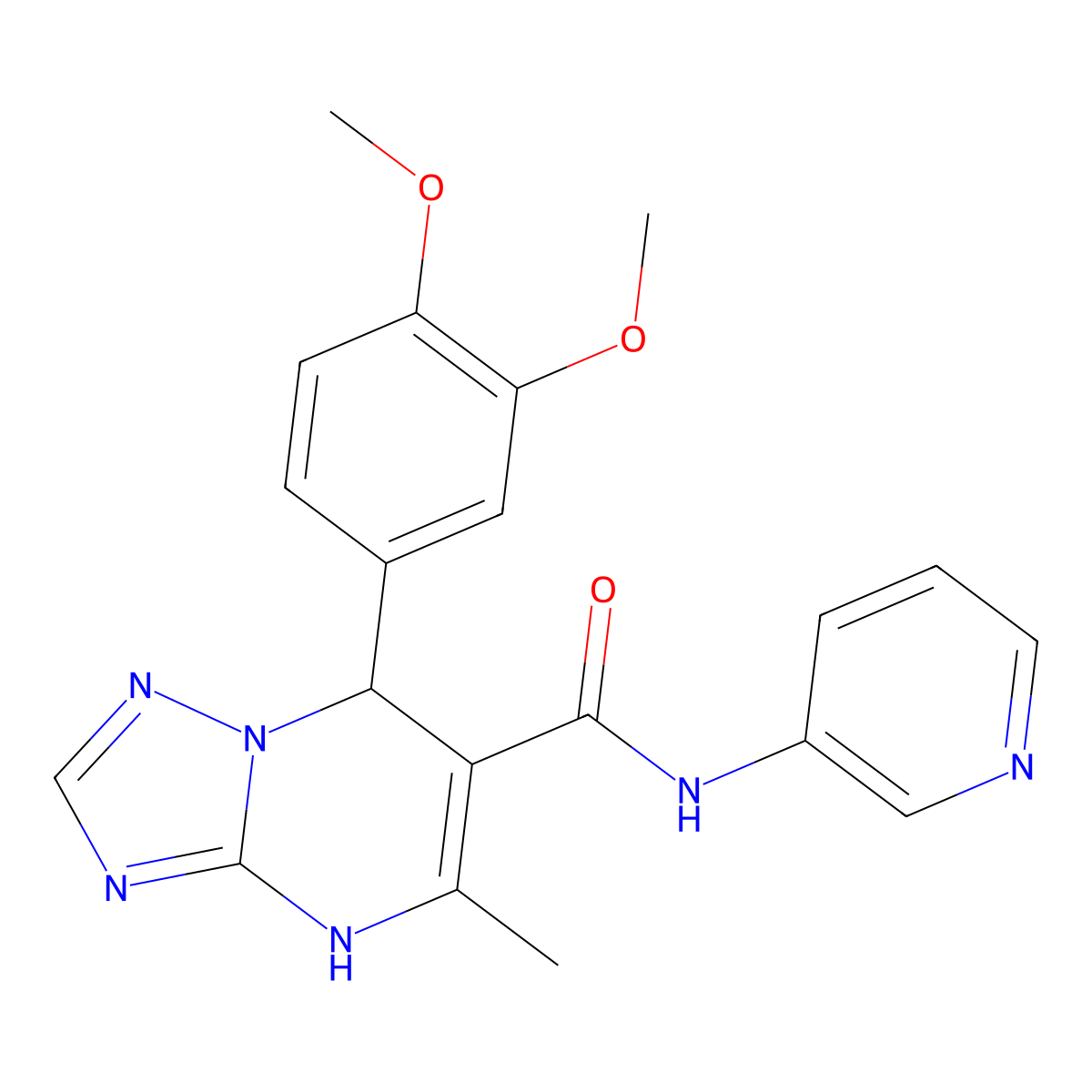 7-(3,4-dimethoxyphenyl)-5-methyl-N-(pyridin-3-yl)-4,7-dihydro[1,2,4]triazolo[1,5-a]pyrimidine-6-carboxamide molecular structure, CAS 367907-29-7