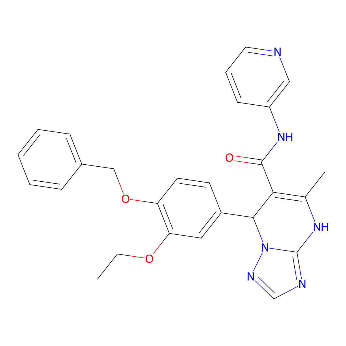 7-(4-(benzyloxy)-3-ethoxyphenyl)-5-methyl-N-(pyridin-3-yl)-4,7-dihydro-[1,2,4]triazolo[1,5-a]pyrimidine-6-carboxamide molecular structure, CAS 367907-33-3