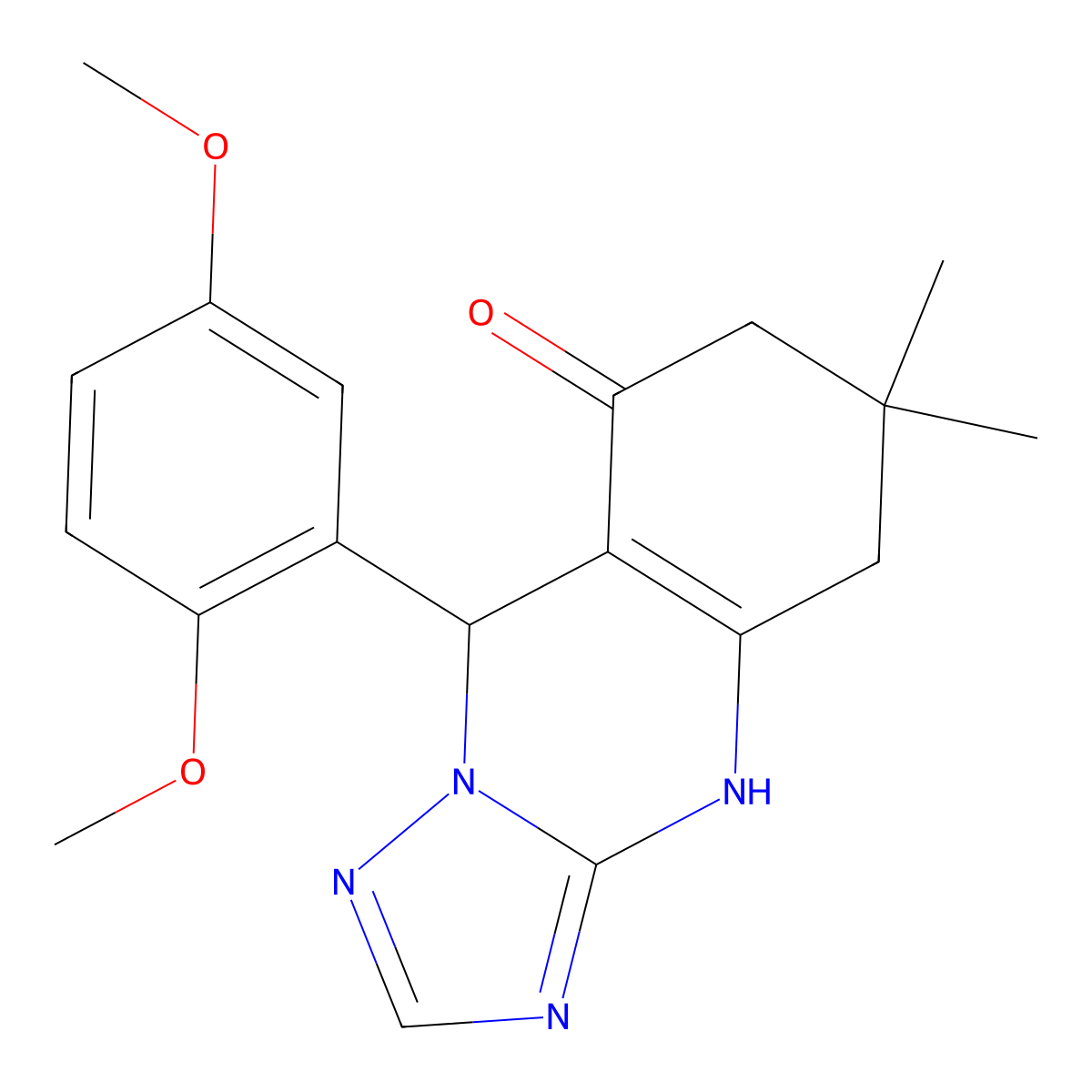 9-(2,5-dimethoxyphenyl)-6,6-dimethyl-5,6,7,9-tetrahydro-[1,2,4]triazolo[5,1-b]quinazolin-8(4H)-one molecular structure, CAS 367907-45-7