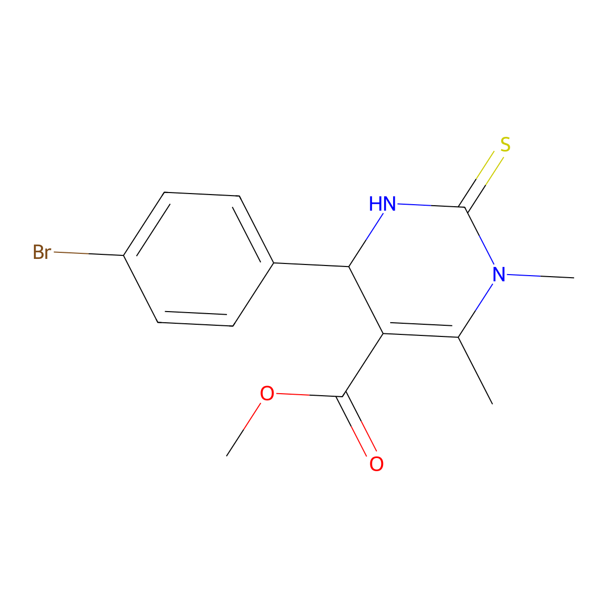 Methyl 4-(4-bromophenyl)-1,6-dimethyl-2-thioxo-1,2,3,4-tetrahydro-5-pyrimidinecarboxylate molecular structure, CAS 367907-48-0